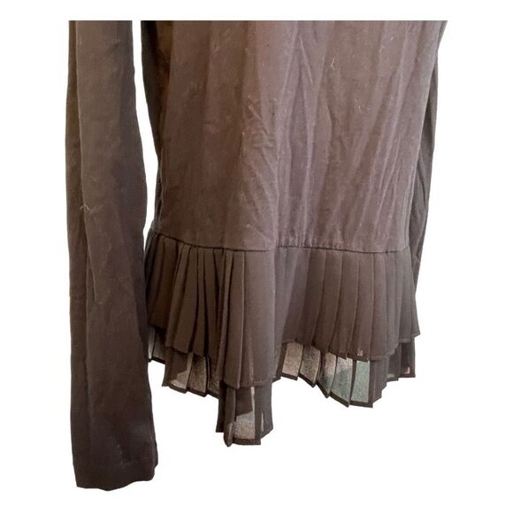 J. Crew Pleated Chiffon Peplum Top Black Knit Long Sleeve Crewneck S - Picture 3 of 8